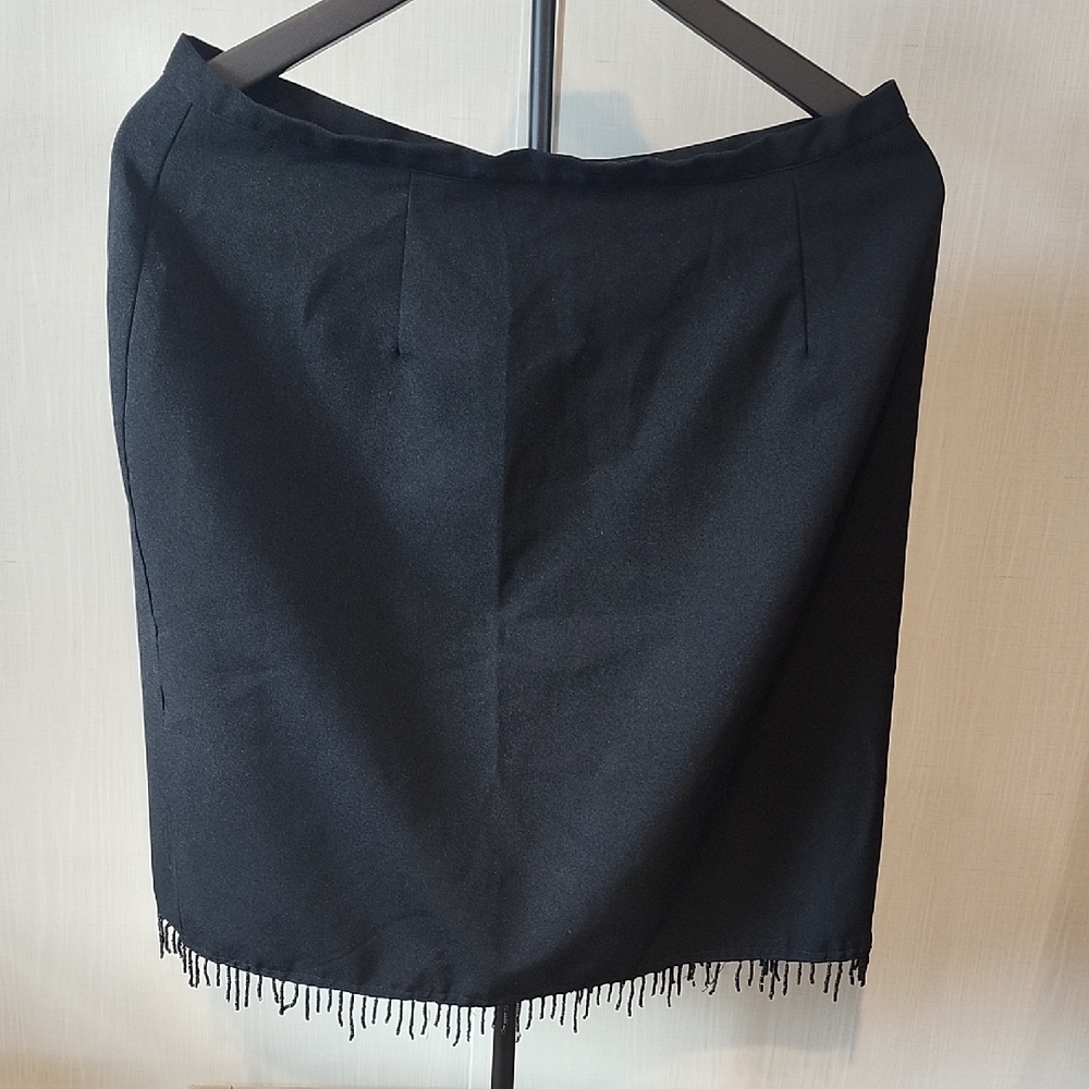 Chic Black Pencil Skirt with Fringe